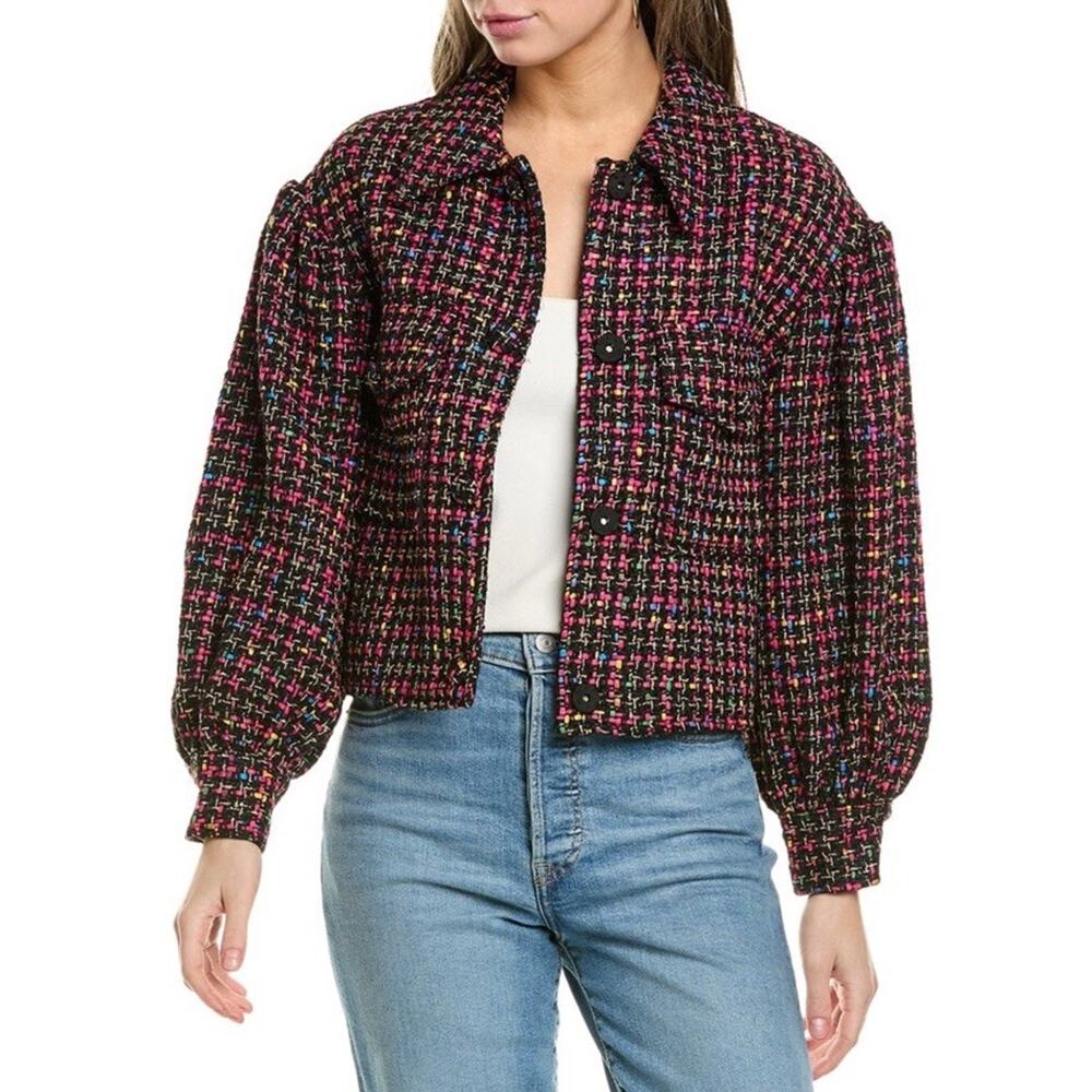 Crosby Mollie Burch Gemma Tweed Rainbow Jacket Women's Size Small
